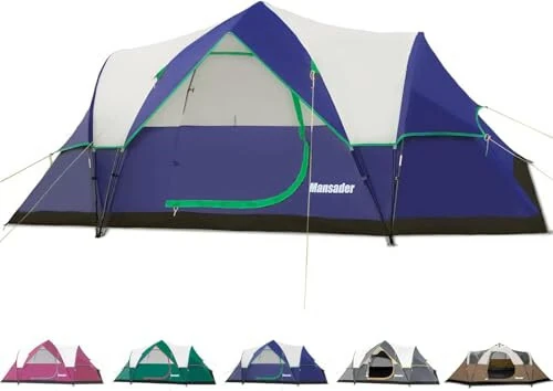 Mansader 6 Person Family Camping Tent,Waterproof Windproof with Top Rainfly,Easy Set Up,Pop Up Tent for Outdoor Camping Hiking Travel - Mansader