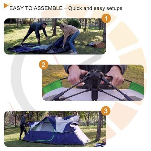 Mansader 6 Person Family Camping Tent,Waterproof Windproof with Top Rainfly,Easy Set Up,Pop Up Tent for Outdoor Camping Hiking Travel - 6