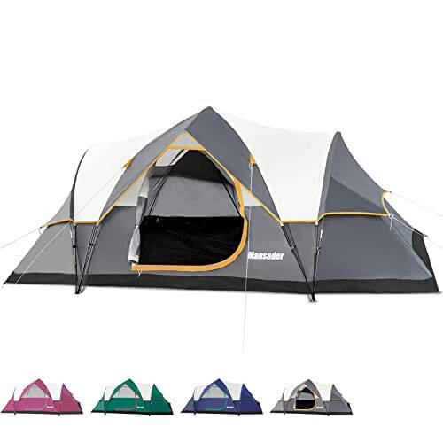 Mansader 6 Person Family Camping Tent,Waterproof Windproof with Top Rainfly,Easy Set Up,Pop Up Tent for Outdoor Camping Hiking Trave - 1