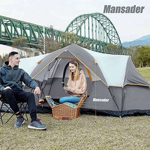 Mansader 6 Person Family Camping Tent,Waterproof Windproof with Top Rainfly,Easy Set Up,Pop Up Tent for Outdoor Camping Hiking Trave - 7