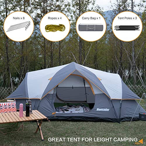 Mansader 6 Person Family Camping Tent,Waterproof Windproof with Top Rainfly,Easy Set Up,Pop Up Tent for Outdoor Camping Hiking Trave - 10