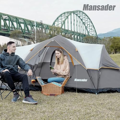 Mansader 6 Person Family Camping Tent,Waterproof Windproof with Top Rainfly,Easy Set Up,Pop Up Tent for Outdoor Camping Hiking Trave - 3
