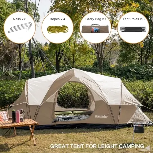 Mansader 6 Person Family Camping Tent,Waterproof Windproof with Top Rainfly,Easy Set Up,Pop Up Tent for Outdoor Camping Hiking Trave - 5