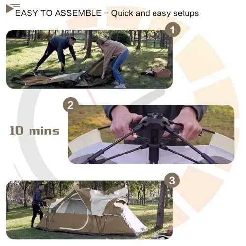 Mansader 6 Person Family Camping Tent,Waterproof Windproof with Top Rainfly,Easy Set Up,Pop Up Tent for Outdoor Camping Hiking Trave - 3