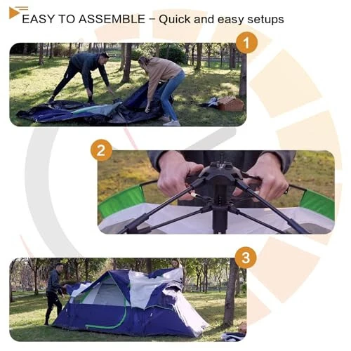 Mansader 6 Person Family Camping Tent,Waterproof Windproof with Top Rainfly,Easy Set Up,Pop Up Tent for Outdoor Camping Hiking Travel - 6