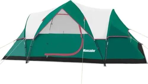 Mansader 6 Person Tent Family Camping, Instant Extended Pop Up Dome Tents with Water-Resistant Rainfly and Mesh Roofs & Door & Windows, Quick Setup, Blue - Mansader