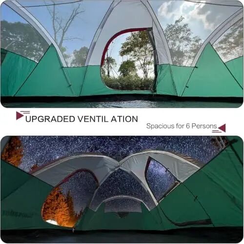Mansader 6 Person Tent Family Camping, Instant Extended Pop Up Dome Tents with Water-Resistant Rainfly and Mesh Roofs & Door & Windows, Quick Setup, Blue - 5