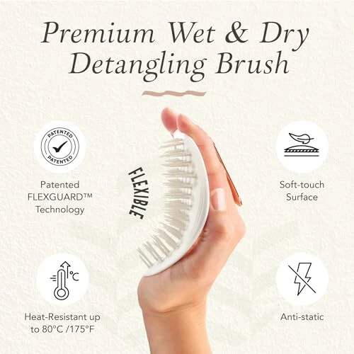 Manta Anti Breakage Hair Brush, Hair Massager Scalp Brush for Wet & Dry Hair, Gentle Hair Brush for all Hair Types, Hair Extensions - Detangling Hair Brushes for Women Men, Curly Hair Brush, White - 4