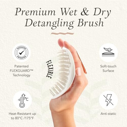 Manta Original Anti-Breakage Hairbrush – Gentle Detangling Brush for Wet & Dry Hair, Flexible Hairbrush for All Types, Healthy Hair Care for Women & Men, White - 4