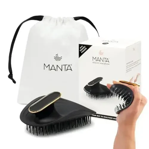 Manta Original Anti-Breakage Hairbrush – Gentle Detangling Brush for Wet & Dry Hair, Flexible Hairbrush for All Types, Healthy Hair Care for Women & Men, Black - MANTA