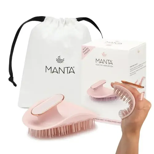 Manta Original Anti-Breakage Soch cho'tkasi – Ho'l va quruq sochlar uchun yumshoq yechish cho'tkasi, Barcha turdagi sochlar uchun moslashuvchan cho'tka, Ayollar va erkaklar uchun sog'lom soch parvarishi, Pushti - MANTA