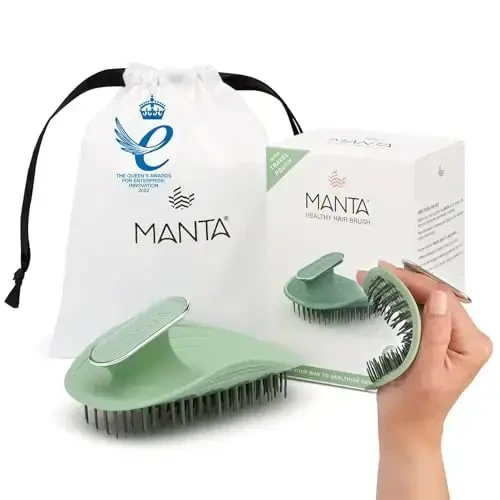 Manta Original Anti-Breakage Hairbrush – Gentle Detangling Brush for Wet & Dry Hair, Flexible Hairbrush for All Types, Healthy Hair Care for Women & Men, Serene Green - 1