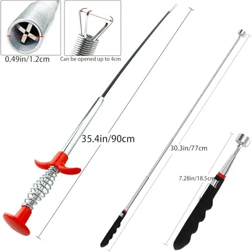 Magnetic Pickup Tool and Grabber Set, 35-inch Flexible Claw, 30-inch Telescoping Magnet with 20lb Pull Force - DOMEJO (1)
