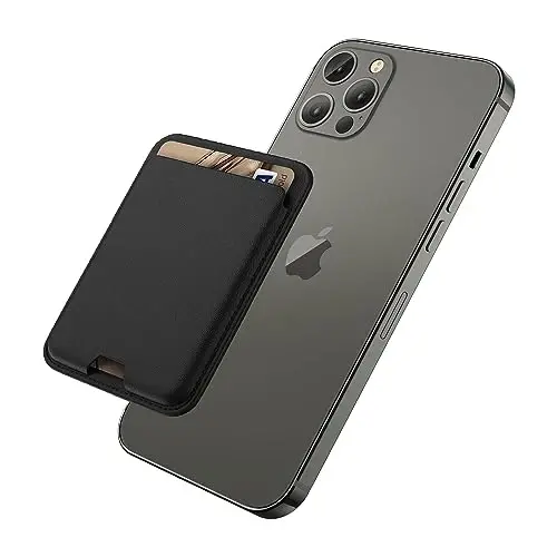iLodn Magnetic Wallet Compatible with MagSafe for iPhone 17 16 15 14 13 12 Pro Max Air Plus Model, Mag 3 Safe Card Holder Stick on Accessories for Cell Phone & Case, Jet 