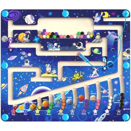MTYOKILN Magnetic Color and Number Maze - Montessori Toy for 3 4 5 Year Old | Wooden Color Matching Learning Counting Puzzle Board for Toddler Kids - MTYOKILN