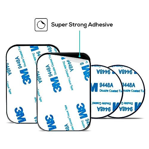 GradCap Metal Plate for Magnetic Phone Mount - 4 Packs Universal Ultra Thin Black Metal Disc w/Strong 3M Adhesive Sticker - Replacement Accessory Kit - 2 Rectangle (1.75