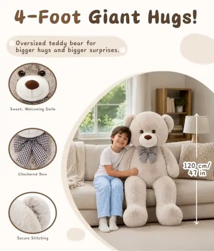 MaoGoLan 47 Inch Big Teddy Bear Soft Two Tone Plush Toy for Kids Girlfriend | Premium dual-tone tie-dye fur design offers a unique aesthetic appeal that stands out from standard plush toys. - MAOGOLAN (1)