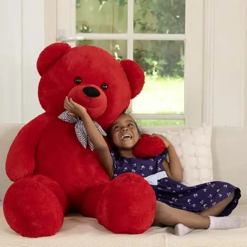 MaoGoLan Big Teddy Bear 55 inches,Life Size Big Plush Stuffed Animal,Adorable and Soft Red Teddy Bear Gift for Christmas,Valentines,Birthday,or Long Distance - 3