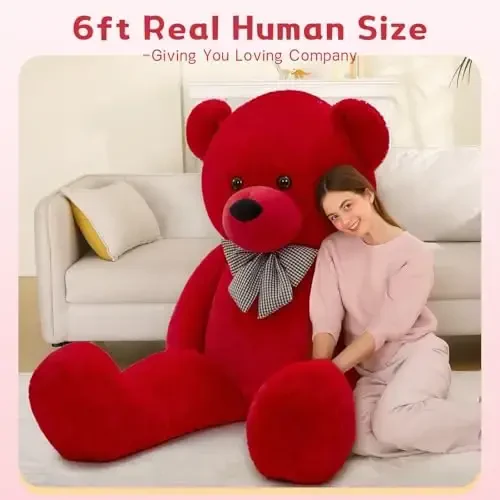 MaoGoLan Big Teddy Bear 6 Feet,Life Size Big Bear Plush Stuffed Animal,Adorable and Soft Red Teddy Bear Gift for Christmas,Valentines,Birthday,or Long Distance - 2