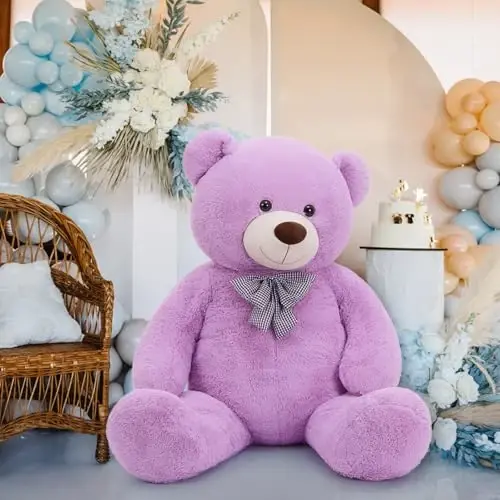 MaoGoLan Big Teddy Bear 6 Feet,Life Size Huge Teddy Bear Plush Stuffed Animal,Adorable and Soft Purple Teddy Bear Gift for Christmas,Valentines,Birthday,or Long Distance - 5