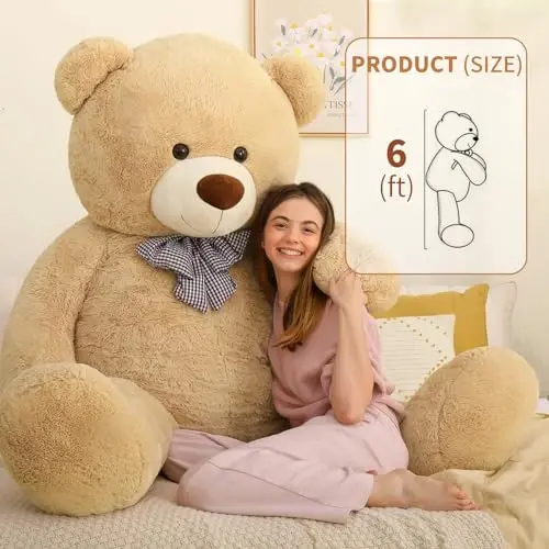 MaoGoLan Big Teddy Bear, 6 Feet Life Size Huge Plush Stuffed Animal, Adorable and Soft Teddy Bear Gift for Christmas, Valentine's, Birthday, or Long Distance - 3