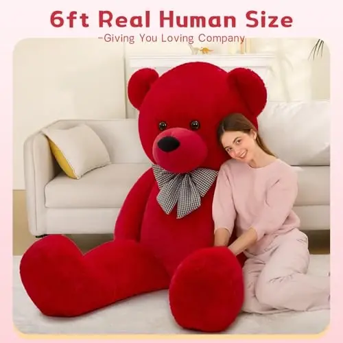 MaoGoLan Big Teddy Bear 6 Feet,Life Size Big Bear Plush Stuffed Animal,Adorable and Soft Red Teddy Bear Gift for Christmas,Valentines,Birthday,or Long Distance - 2