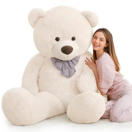 MaoGoLan Giant White Teddy Bear Stuffed Animal 6 Feet,Soft Cuddly Smiling Face Big Life Size Valentines Teddy Bear Plush Gift for Boyfriend Girlfriend,Brithday - 4