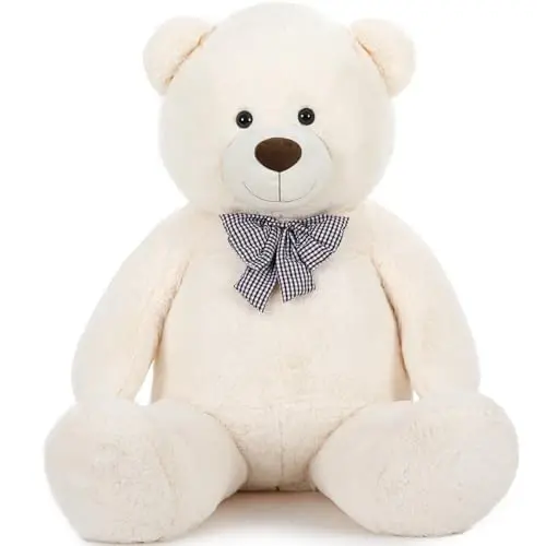 MaoGoLan Giant White Teddy Bear Stuffed Animal 5 Feet,Soft Cuddly Smiling Face Big Teddy Bear Plush Gift for Boyfriend Girlfriend - 6
