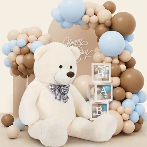 MaoGoLan Giant White Teddy Bear Stuffed Animal 5 Feet,Soft Cuddly Smiling Face Big Teddy Bear Plush Gift for Boyfriend Girlfriend - 4