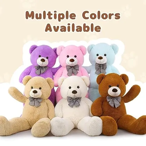 MaoGoLan Giant White Teddy Bear Stuffed Animal 5 Feet,Soft Cuddly Smiling Face Big Teddy Bear Plush Gift for Boyfriend Girlfriend - 5