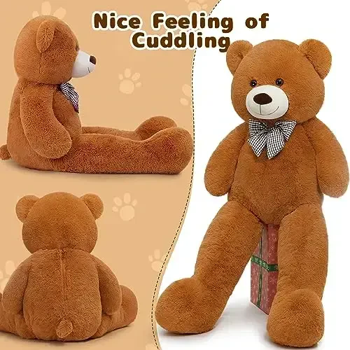 MaoGoLan Giant Brown Teddy Bear 4 Feet,Adorable and Cuddly Big Bear Stuffed Animal 47