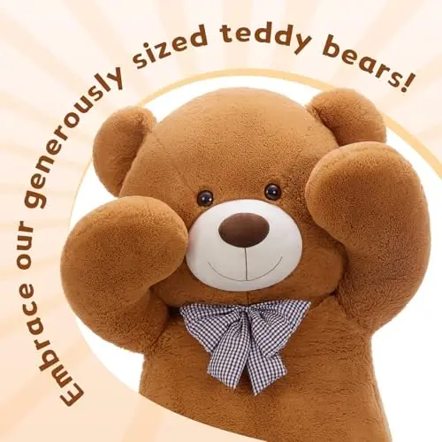 MaoGoLan Giant Brown Teddy Bear 4 Feet,Adorable and Cuddly Big Bear Stuffed Animal 47