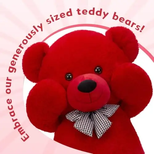 MaoGoLan Giant Teddy Bear Stuffed Animal 47inches,Red Classic Big Teddy Bear Plush Toy,Adorable and Fluffy Teddy Bear Gift for Christmas,Valentines Day,Baby Shower,Birthday,or Long Distance - 2