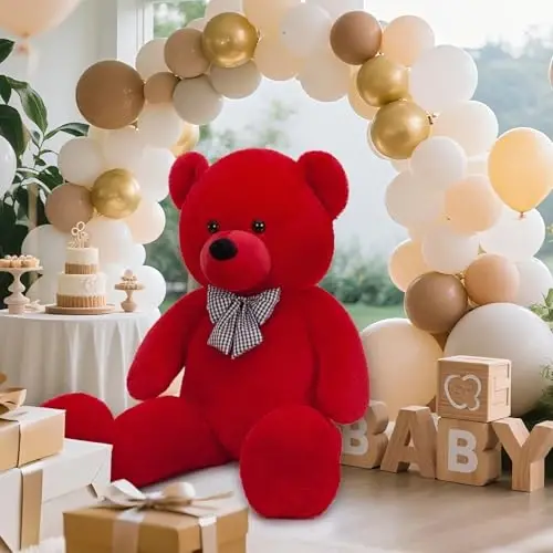 MaoGoLan Giant Teddy Bear Stuffed Animal 47inches,Red Classic Big Teddy Bear Plush Toy,Adorable and Fluffy Teddy Bear Gift for Christmas,Valentines Day,Baby Shower,Birthday,or Long Distance - 3