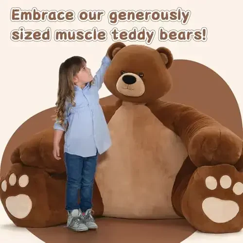 MaoGoLan Giant Teddy Bear Stuffed Animal,Unique Little Head and Big Muscle Body Teddy Bear Plush Toy, 43.3