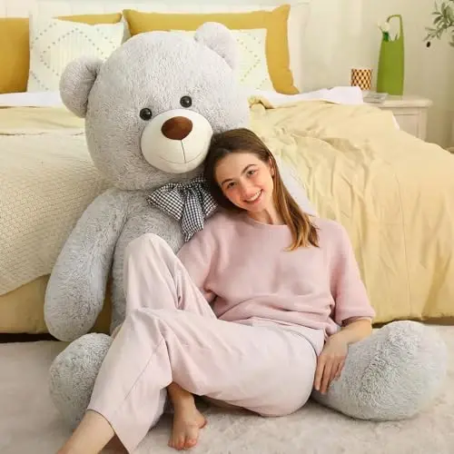 MaoGoLan Giant Teddy Bear Plush 5 Feet, Life Size Large Stuffed Animal 5 Feet,Soft and Fluffy Big Teddy Bear Gift for Baby Shower,Christmas,Valentines,Gray - 4
