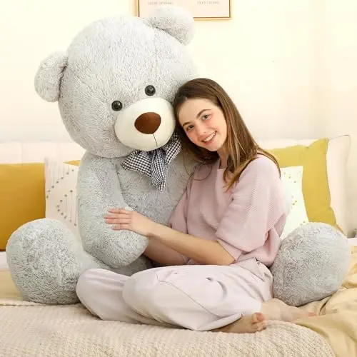 MaoGoLan Giant Teddy Bear Plush 5 Feet, Life Size Large Stuffed Animal 5 Feet,Soft and Fluffy Big Teddy Bear Gift for Baby Shower,Christmas,Valentines,Gray - 6