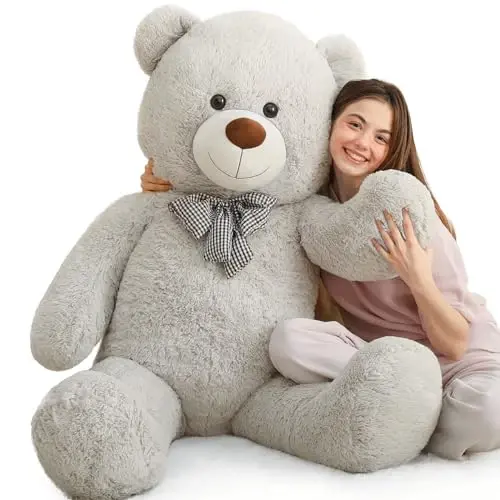 MaoGoLan Giant Teddy Bear Plush 5 Feet, Life Size Large Stuffed Animal 5 Feet,Soft and Fluffy Big Teddy Bear Gift for Baby Shower,Christmas,Valentines,Gray 