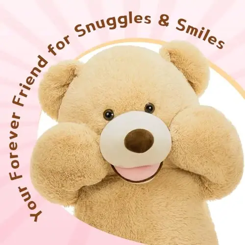 MaoGoLan Giant Teddy Bear Plush,39 inches Big Teddy Bear Stuffed Animal,Adorable Smiling Large Bear,Express Your Love Gift for Kids,Girlfriend,Baby Shower,Valentines Day,Christmas,Long Distance - 4