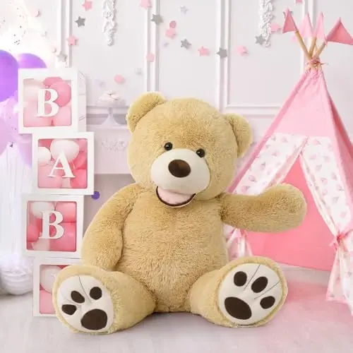 MaoGoLan Giant Teddy Bear Plush,39 inches Big Teddy Bear Stuffed Animal,Adorable Smiling Large Bear,Express Your Love Gift for Kids,Girlfriend,Baby Shower,Valentines Day,Christmas,Long Distance - 3