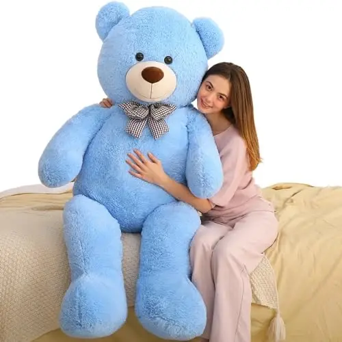 MaoGoLan Giant Teddy Bear Plush, Life Size Large Teddy Bear Stuffed Animal 5 Feet,Soft and Fluffy Big Teddy Bear Gift for Baby Shower,Christmas,Valentines,Blue 