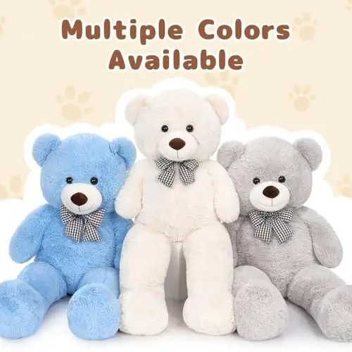 MaoGoLan Giant Teddy Bear Plush Toy - Ultra Soft & Cute Large Stuffed Animal 39 inches, Perfect for Baby Showers, Birthdays, Valentines Day Gifts (Kids, Couples, Family),Gray - 4