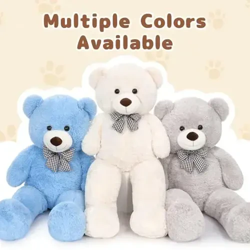 MaoGoLan Giant Teddy Bear Plush Toy - Ultra Soft & Cute Large Stuffed Animal 39 inches, Perfect for Baby Showers, Birthdays, Valentines Day Gifts (Kids, Couples, Family),Gray - 4
