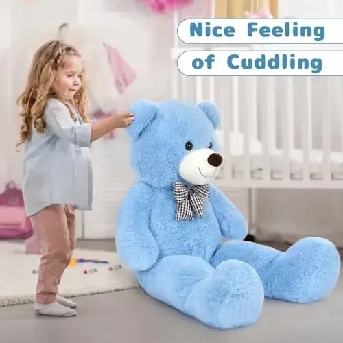 MaoGoLan Giant Teddy Bear Plush Toy - Ultra Soft & Cute Large Stuffed Animal 39 inches, Perfect for Baby Showers, Birthdays, Valentine’s Day Gifts (Kids, Couples, Family),Blue - MAOGOLAN (1)