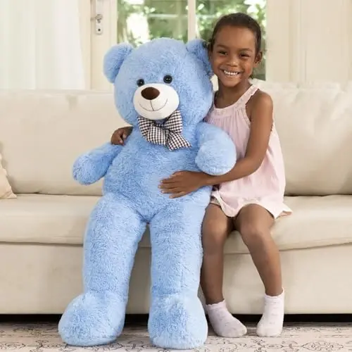 MaoGoLan Giant Teddy Bear Plush Toy - Ultra Soft & Cute Large Stuffed Animal 39 inches, Perfect for Baby Showers, Birthdays, Valentine’s Day Gifts (Kids, Couples, Family),Blue - 6