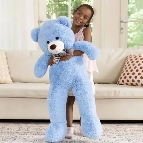 MaoGoLan Giant Teddy Bear Plush Toy - Ultra Soft & Cute Large Stuffed Animal 39 inches, Perfect for Baby Showers, Birthdays, Valentine’s Day Gifts (Kids, Couples, Family),Blue - 4