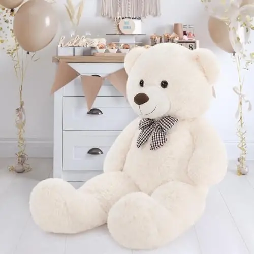 MaoGoLan Giant Teddy Bear Plush Toy - Ultra Soft & Cute Large Stuffed Animal 39 inches, Perfect for Baby Showers, Birthdays, Valentines Day Gifts (Kids, Couples, Family),Beige - 4