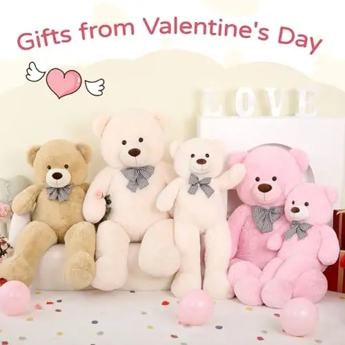 MaoGoLan Giant Pink Teddy Bear Stuffed Animal 5 Feet,Soft Cuddly Smiling Face Big Teddy Bear Plush Gift for Boyfriend Girlfriend - 9