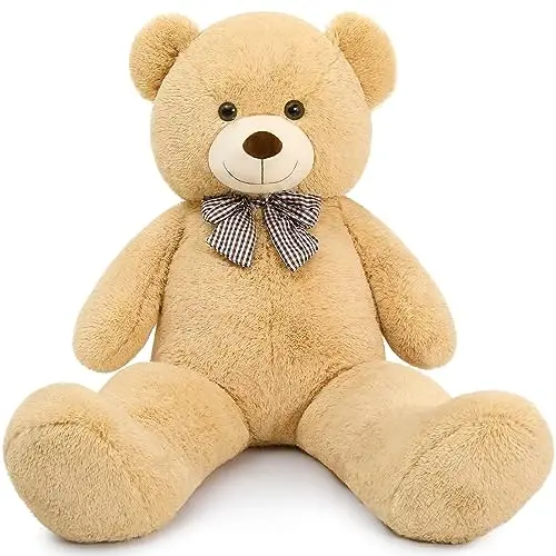 MaoGoLan Giant Big Teddy Bear 4 Feet 47 inch Life Size Tan Plush Bear Brown Stuffed Animal for Children Boyfriend 