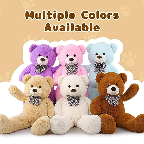 MaoGoLan Giant Big Teddy Bear 4 Feet 47 inch Life Size Tan Plush Bear Brown Stuffed Animal for Children Boyfriend - 2